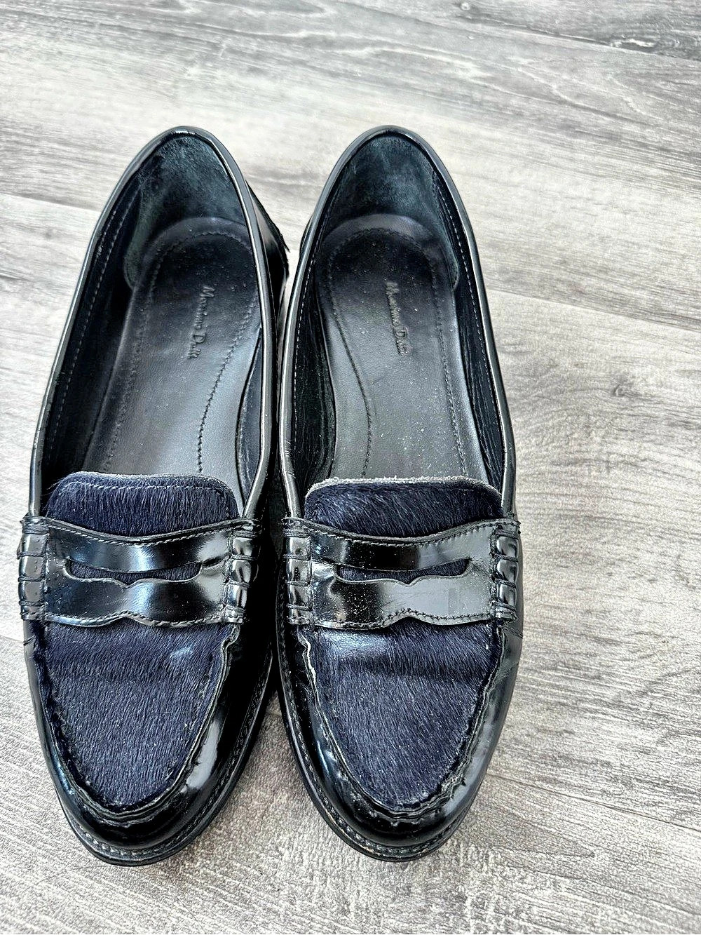 Massimo Dutti Patent Loafers in Black
